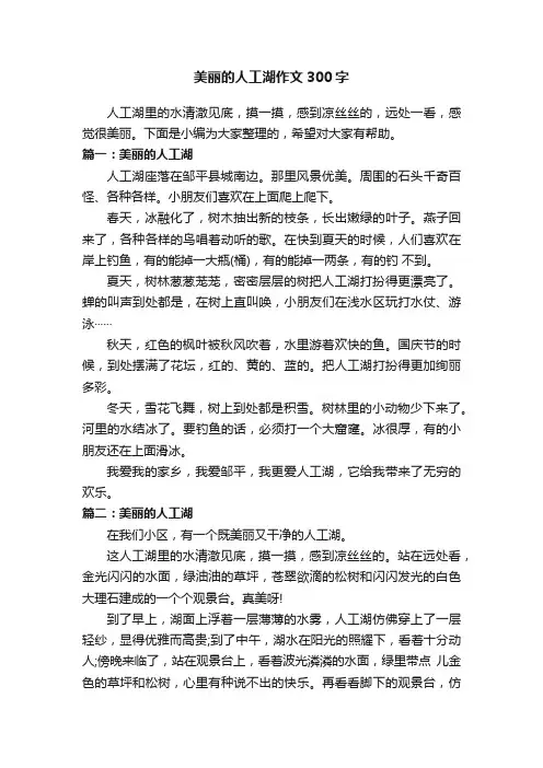 美丽的人工湖作文300字
