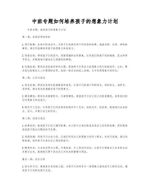 中班专题如何培养孩子的想象力计划