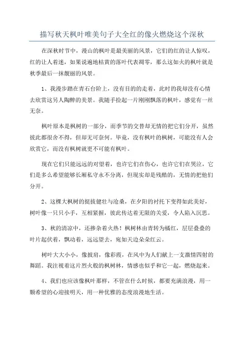 描写秋天枫叶唯美句子大全红的像火燃烧这个深秋