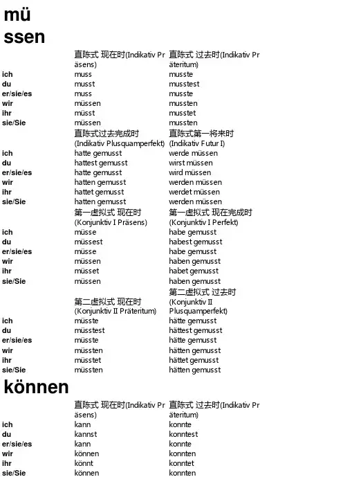 德语情态动词变位