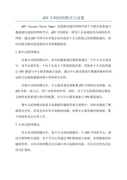 APN专网组网模式与设置