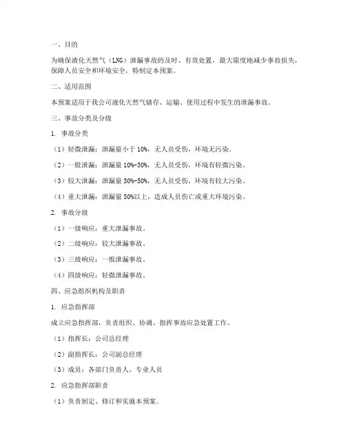 液化天然气泄露处置预案