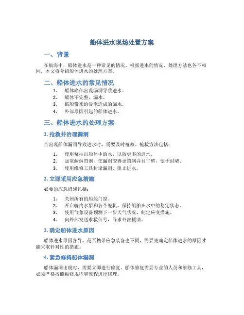 船体进水现场处置方案