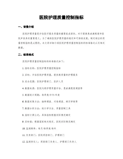 医院护理质量控制指标