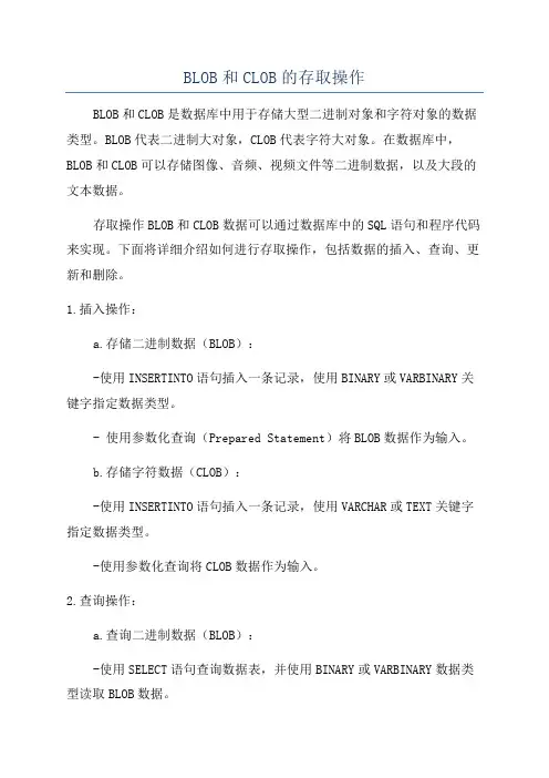 BLOB和CLOB的存取操作