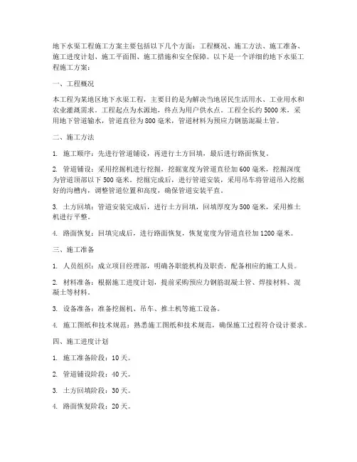 地下水渠工程施工方案