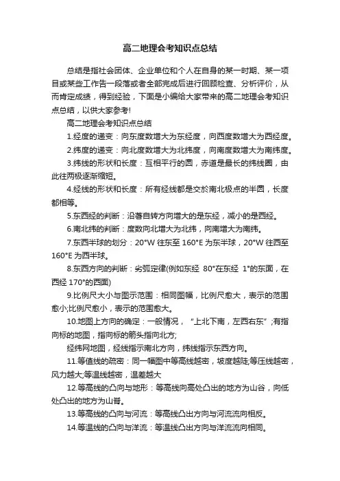 高二地理会考知识点总结