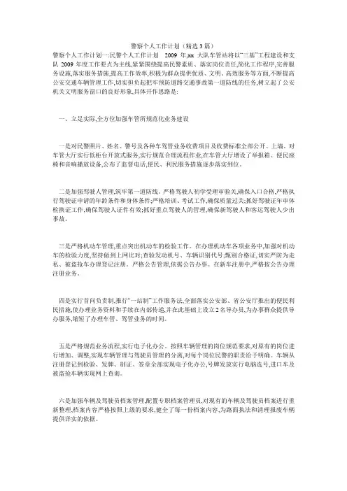 警察个人工作计划(精选3篇)