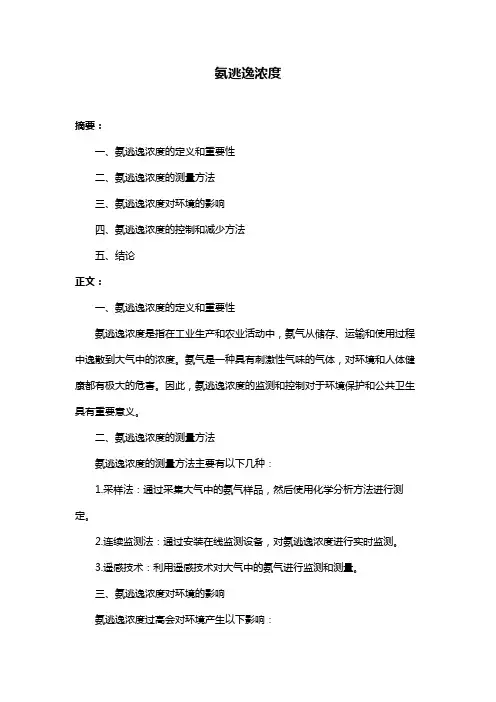 氨逃逸浓度