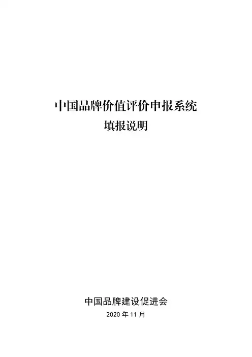 中国品牌价值评价申报系统填报说明