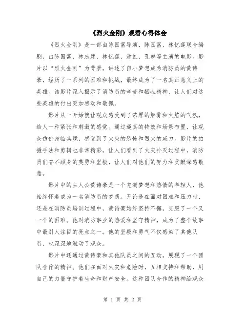 《烈火金刚》观看心得体会
