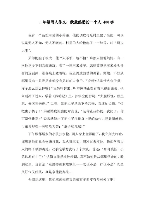 中小学二年级写人作文：我最熟悉的一个人400字