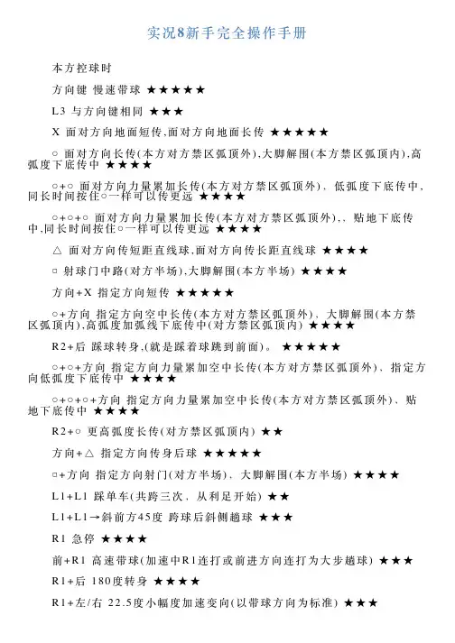 实况8新手完全操作手册