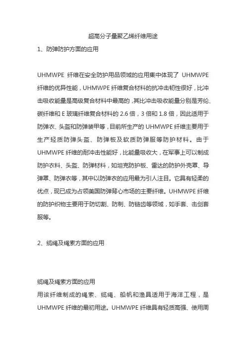 超高分子量聚乙烯纤维用途