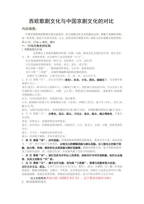 西欧歌剧文化与中国京剧文化的对比