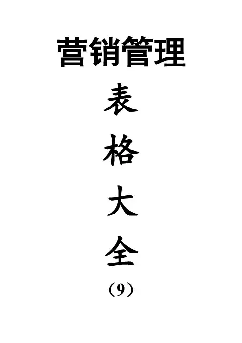 营销管理表格大全