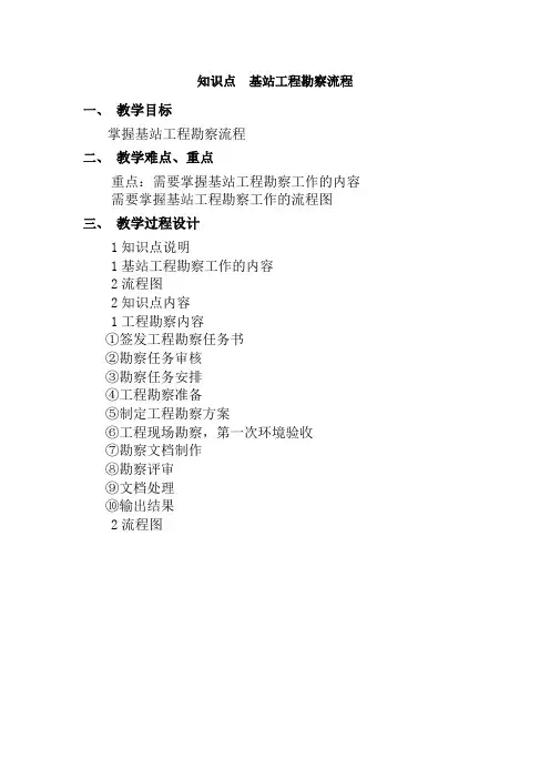 通信工程设计与监理《基站工程勘察流程教案》