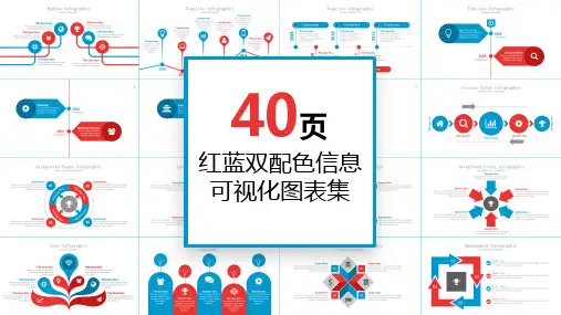 红蓝双配色信息可视化PPT图表