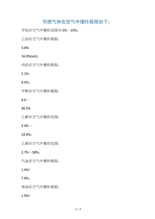 可燃气体爆炸极限