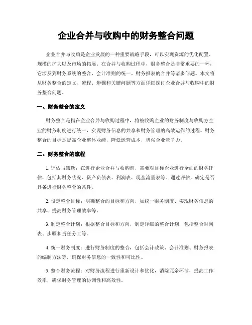 企业合并与收购中的财务整合问题