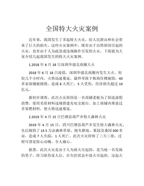 全国特大火灾案例