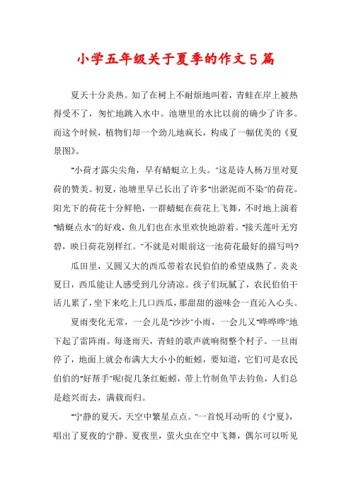 小学五年级关于夏季的作文5篇
