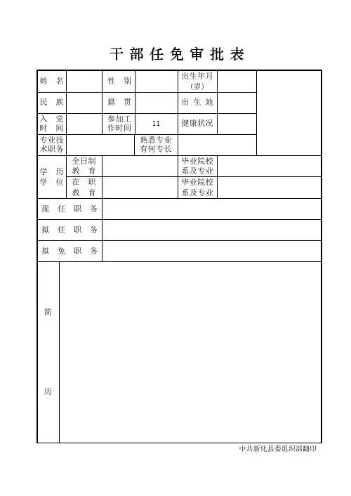 干部任免审批表(样表)