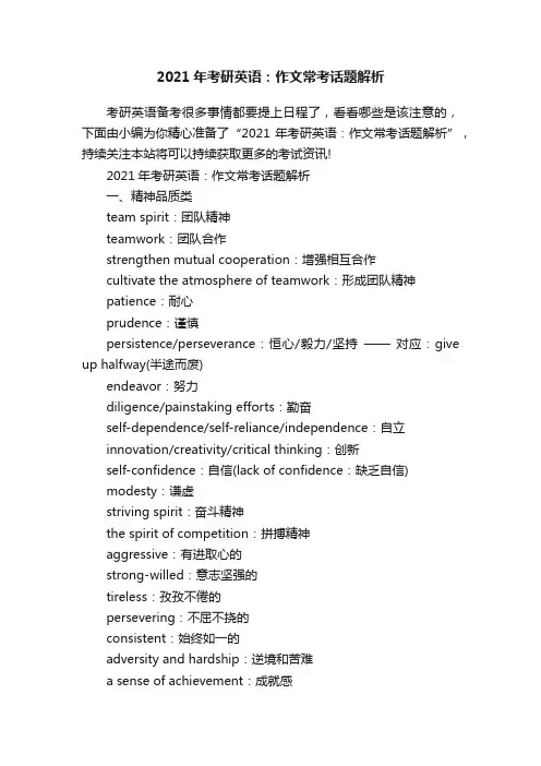 2021年考研英语：作文常考话题解析