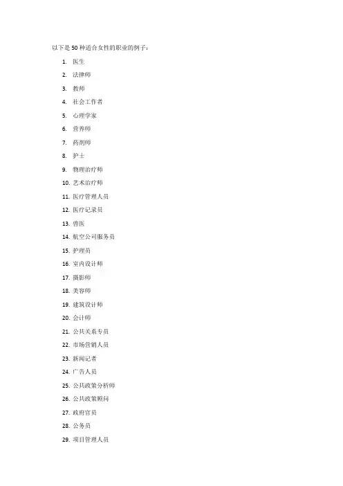 适合女性的50种职业