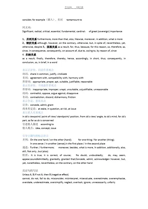 托福写作35个托福加分句型集锦