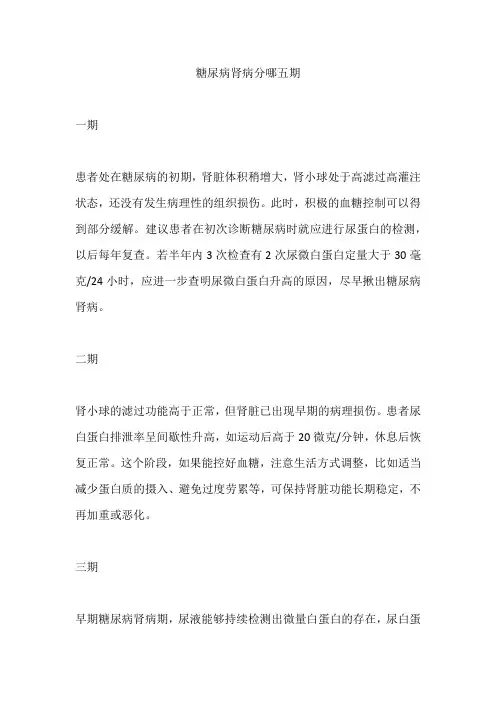 糖尿病肾病分哪五期