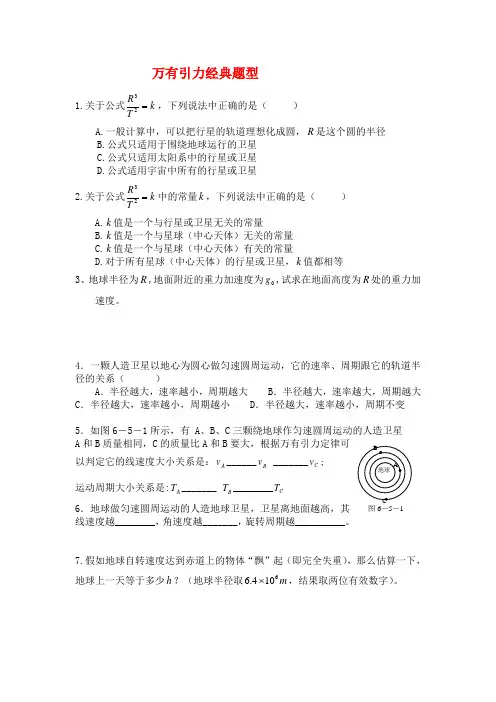 高一物理万有引力定律与力综合测试新人教版必修2