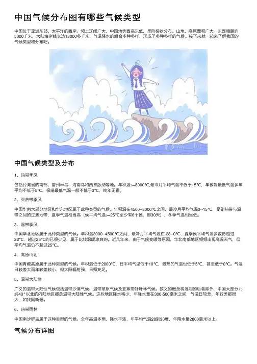 中国气候分布图有哪些气候类型