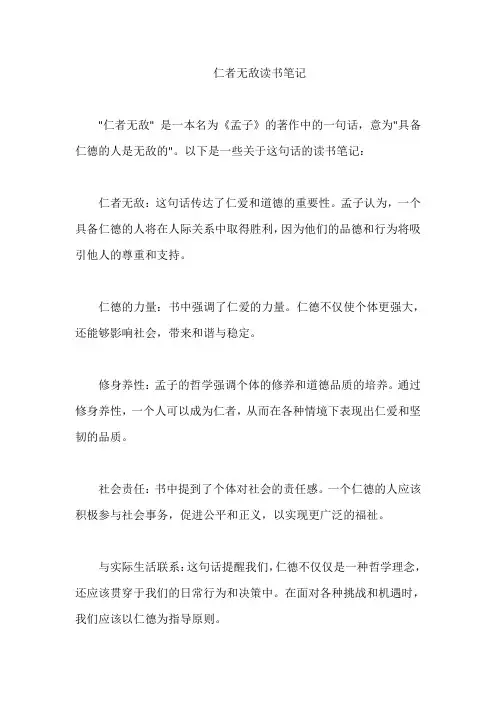仁者无敌读书笔记