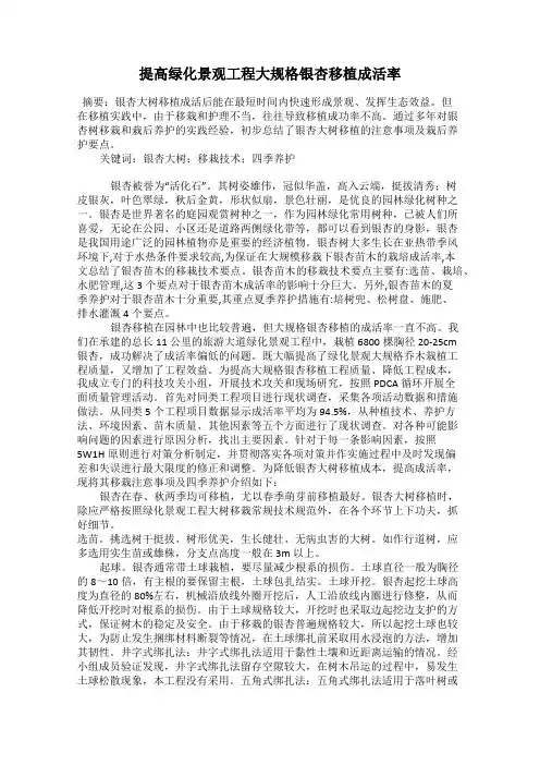 提高绿化景观工程大规格银杏移植成活率