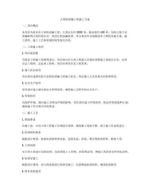 大坝防渗漏工程施工方案