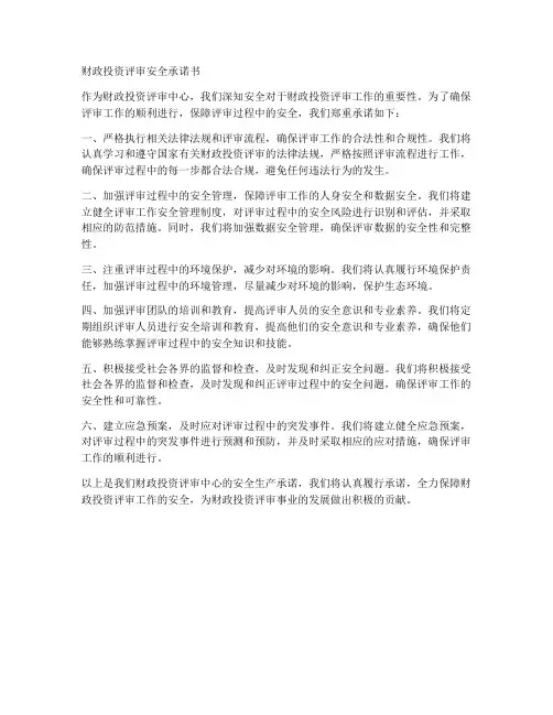 财政投资评审安全承诺书