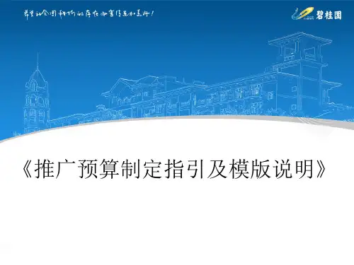 推广预算制定及计划模版说明