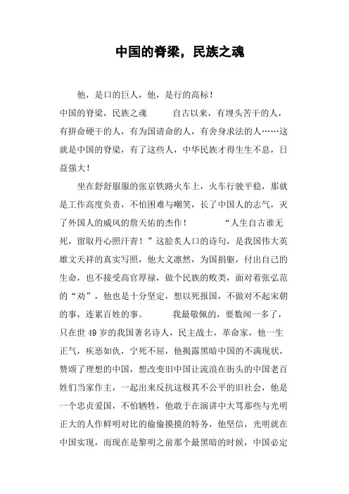 中国的脊梁,民族之魂