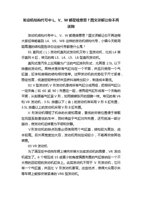 发动机结构代号中L、V、W都是啥意思？图文详解让你不再迷糊