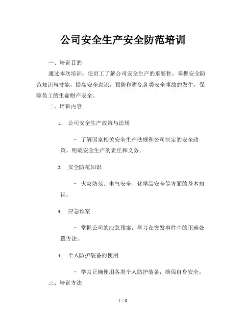 公司安全生产安全防范培训