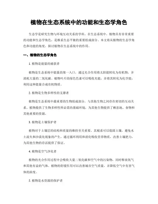 植物在生态系统中的功能和生态学角色
