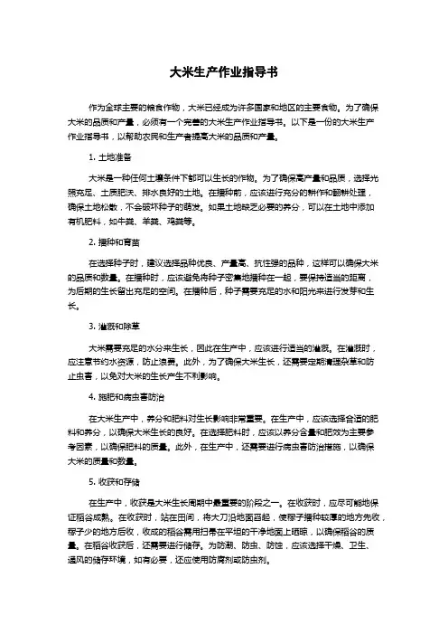 大米生产作业指导书