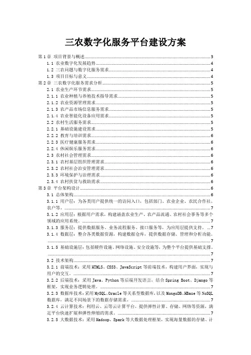 三农数字化服务平台建设方案
