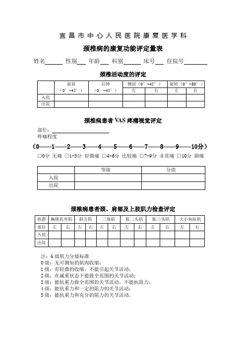 颈椎病的康复评定