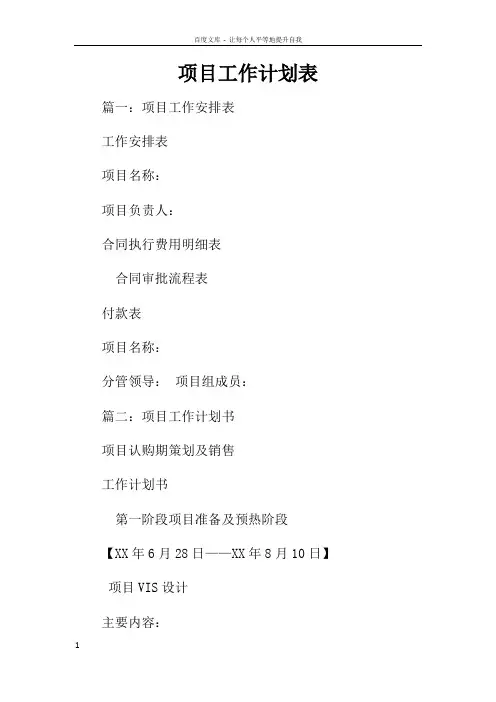 项目工作计划表