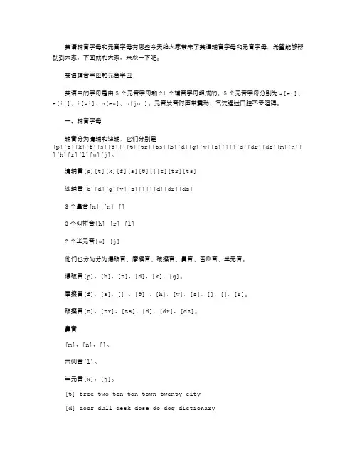 2021年英语辅音字母和元音字母