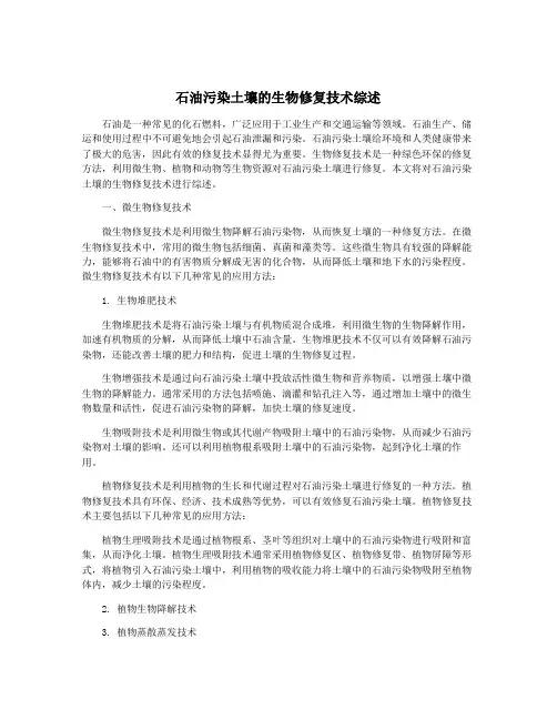 石油污染土壤的生物修复技术综述
