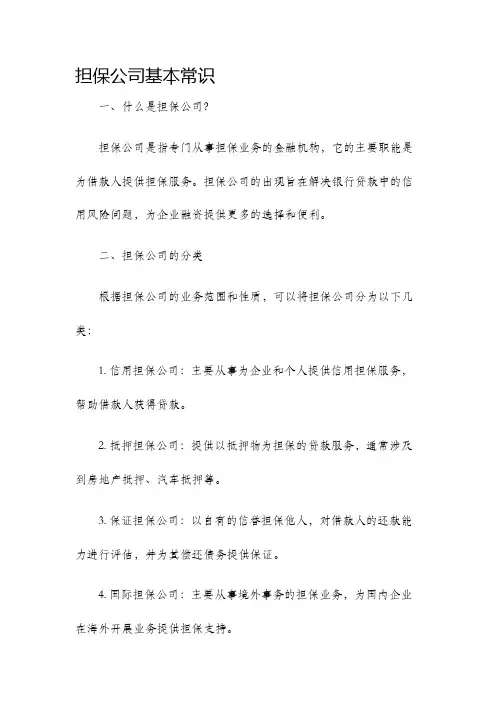 担保公司基本常识