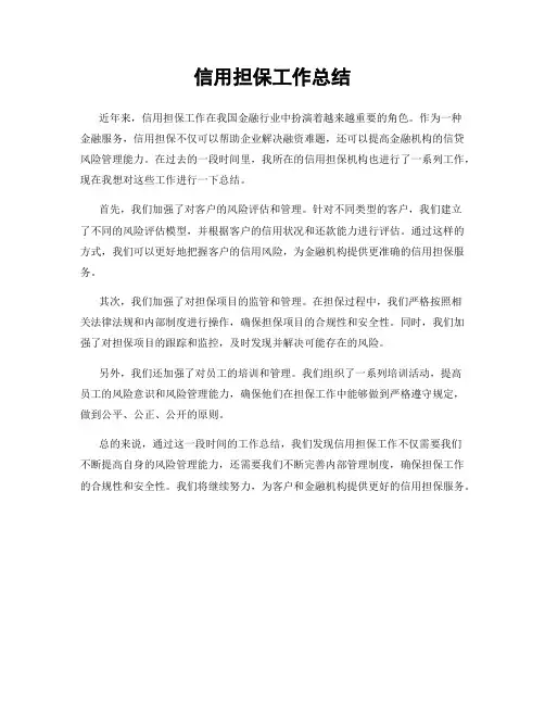 信用担保工作总结